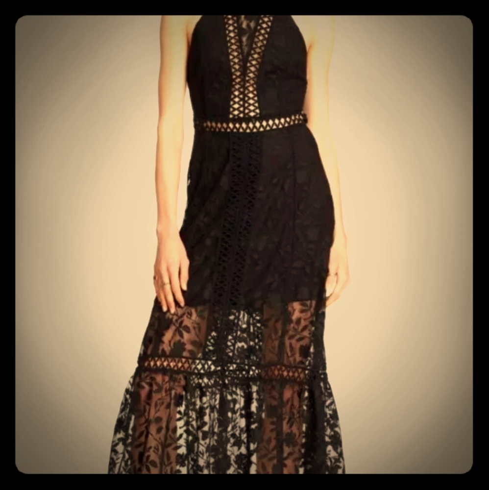 NWT Free People Anastasia Halter Lace maxi